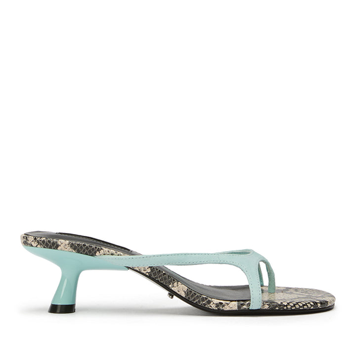 KASSY - TURQUOISE SUEDE ECRU SNAKE