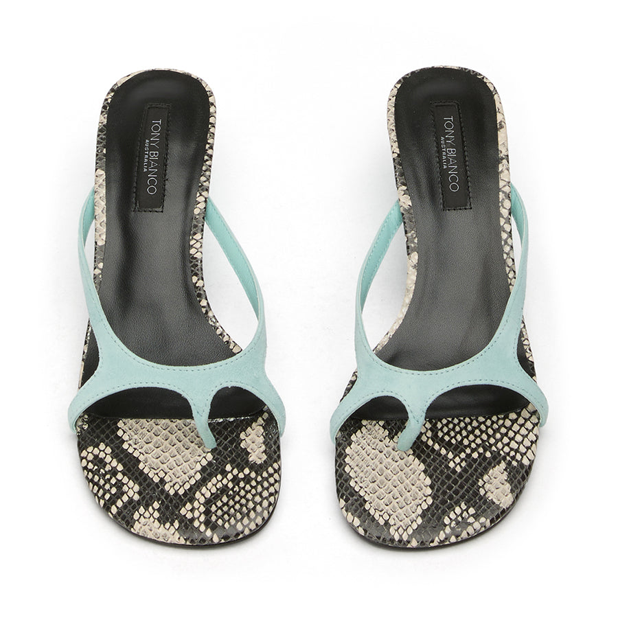 KASSY - TURQUOISE SUEDE ECRU SNAKE