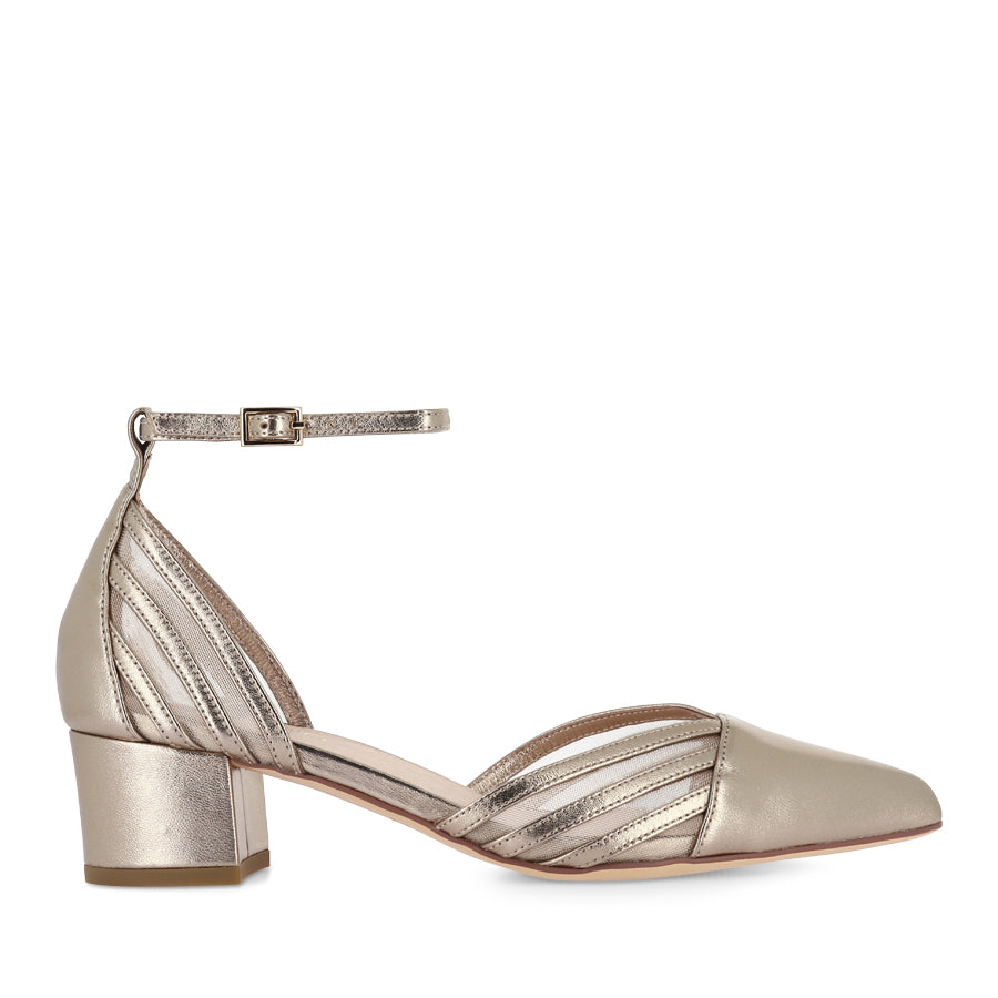 ASHEA - CHAMPAGNE LEATHER MESH