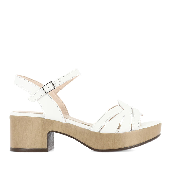 DAISY D-8851-P - OFF WHITE LEATHER NATURAL HEEL