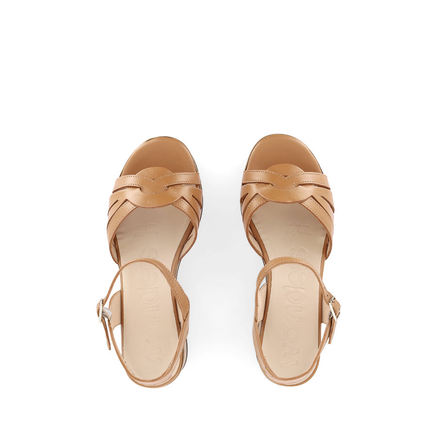DAISY D-8851-P - TAN LEATHER NATURAL HEEL