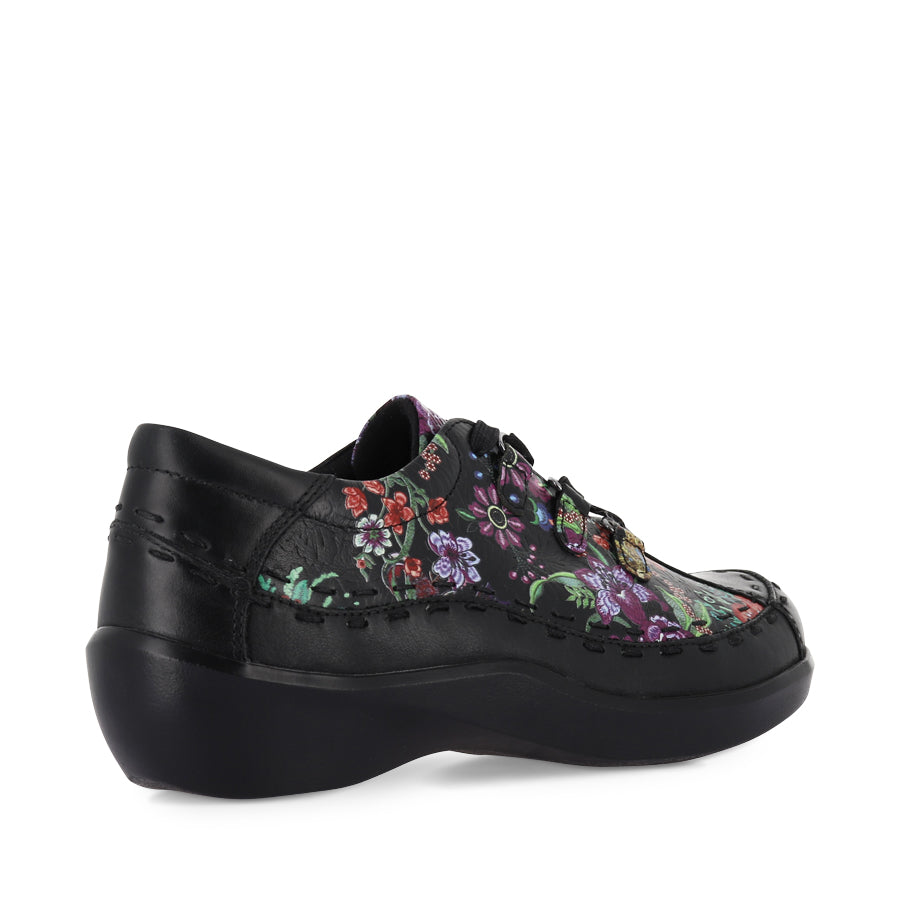 ALLSORTS - BLACK BLACK FLORAL LEATHER