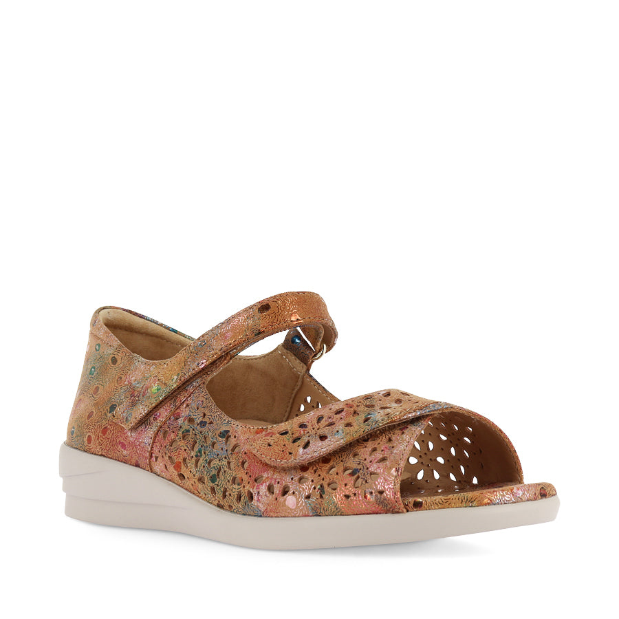DAFFODIL W - TAN DOT PRINT LEATHER