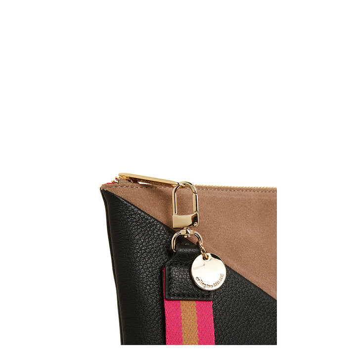 PAIGE CLUTCH SPLICE - BLACK PEBBLE & FAWN SUEDE