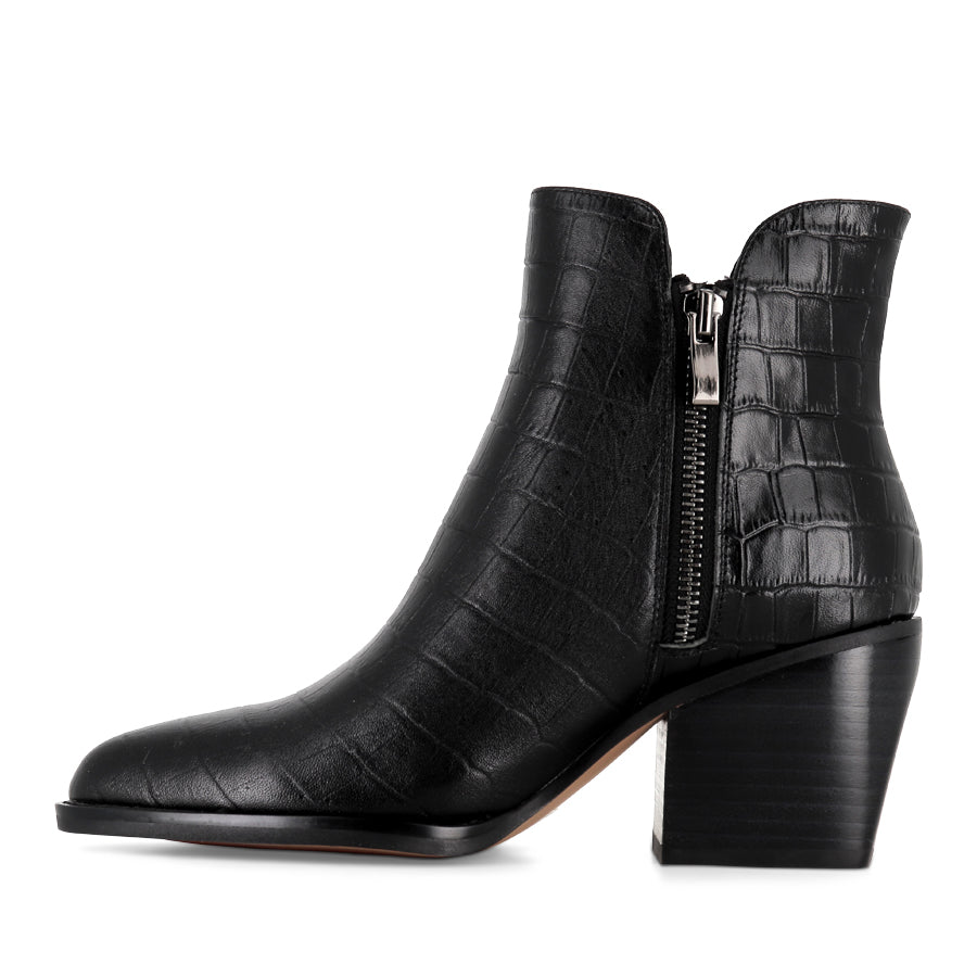 MARIES - BLACK BLACK CROC LEATHER