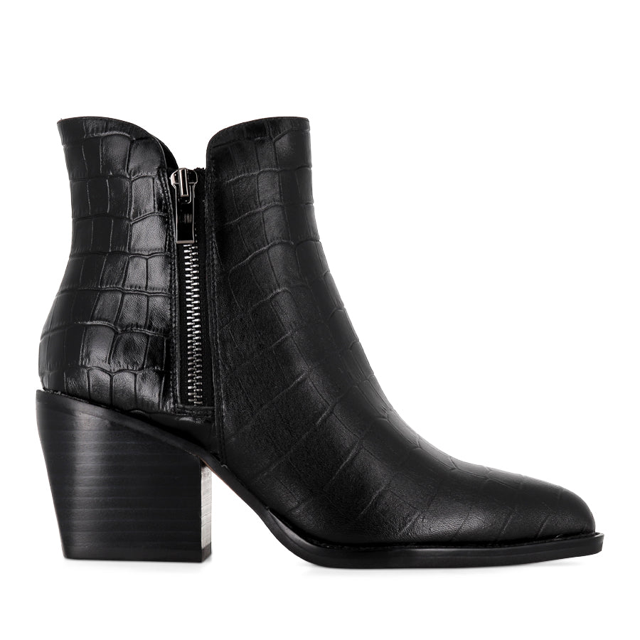 MARIES - BLACK BLACK CROC LEATHER