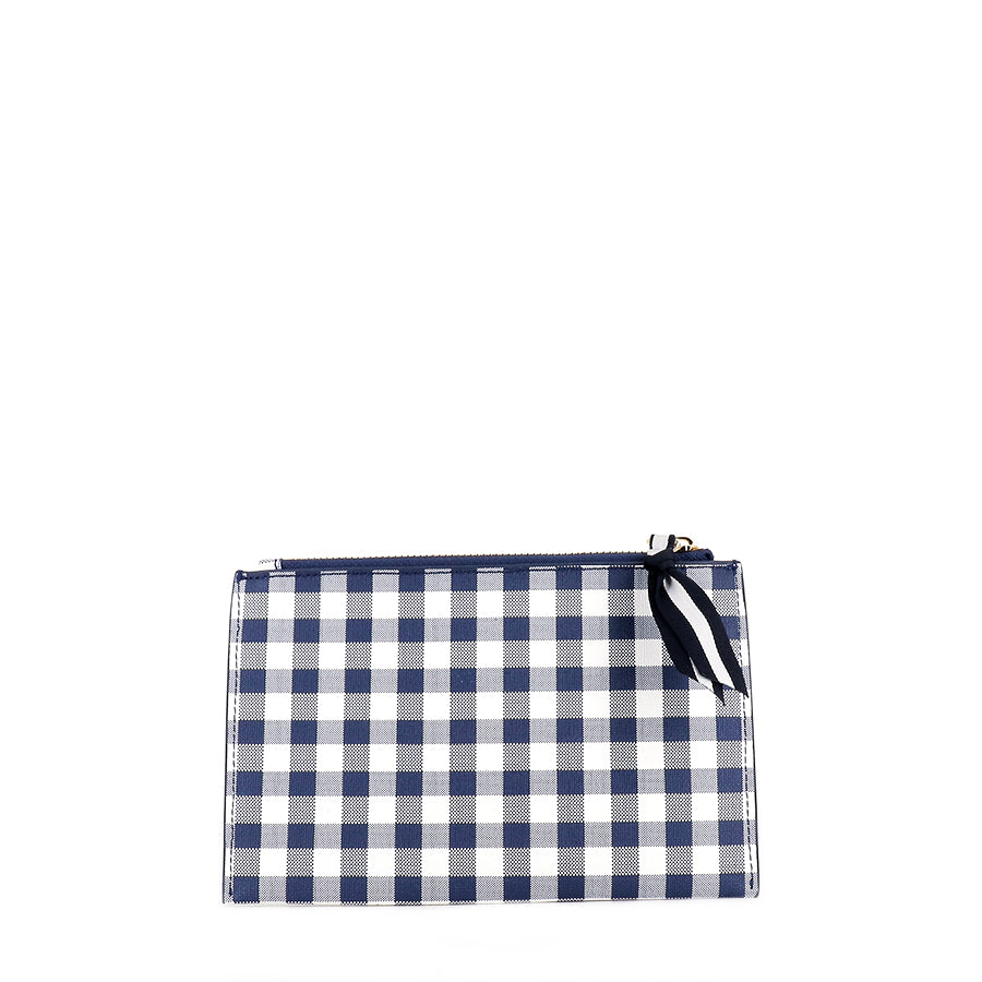 NEW YORK COIN PURSE - NAVY GINGHAM