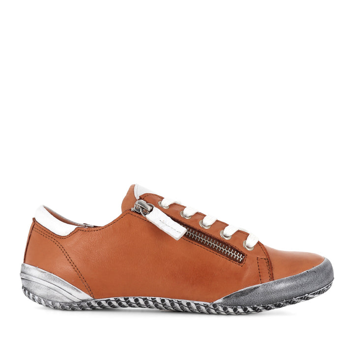 TESS - COGNAC/WHITE LEATHER