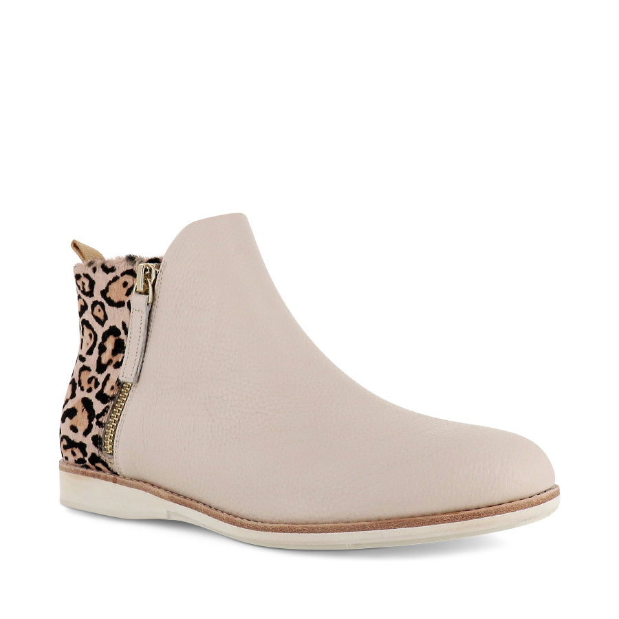 SIDEZIP BOOT - BONE LEATHER/NEUTRAL LEOPARD PONY