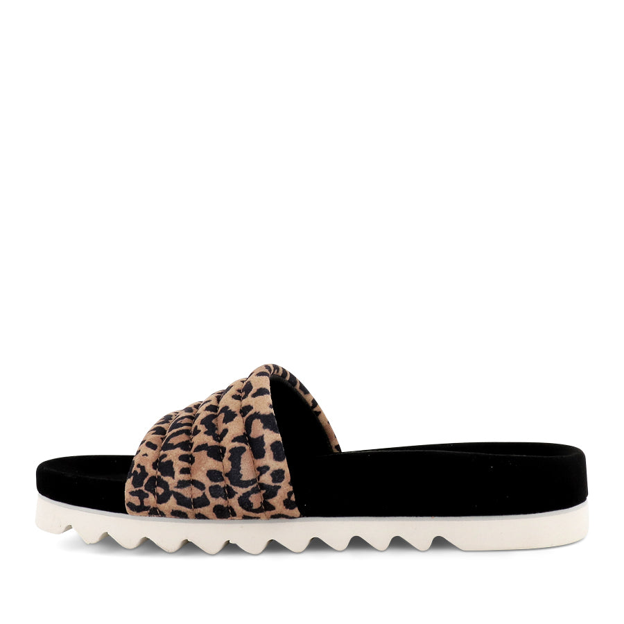 SLIDE TOOTH WEDGE - LEOPARD BLACK SUEDE