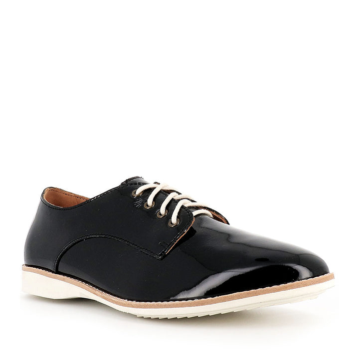 DERBY UNLINED - BLACK PATENT CRINKLE