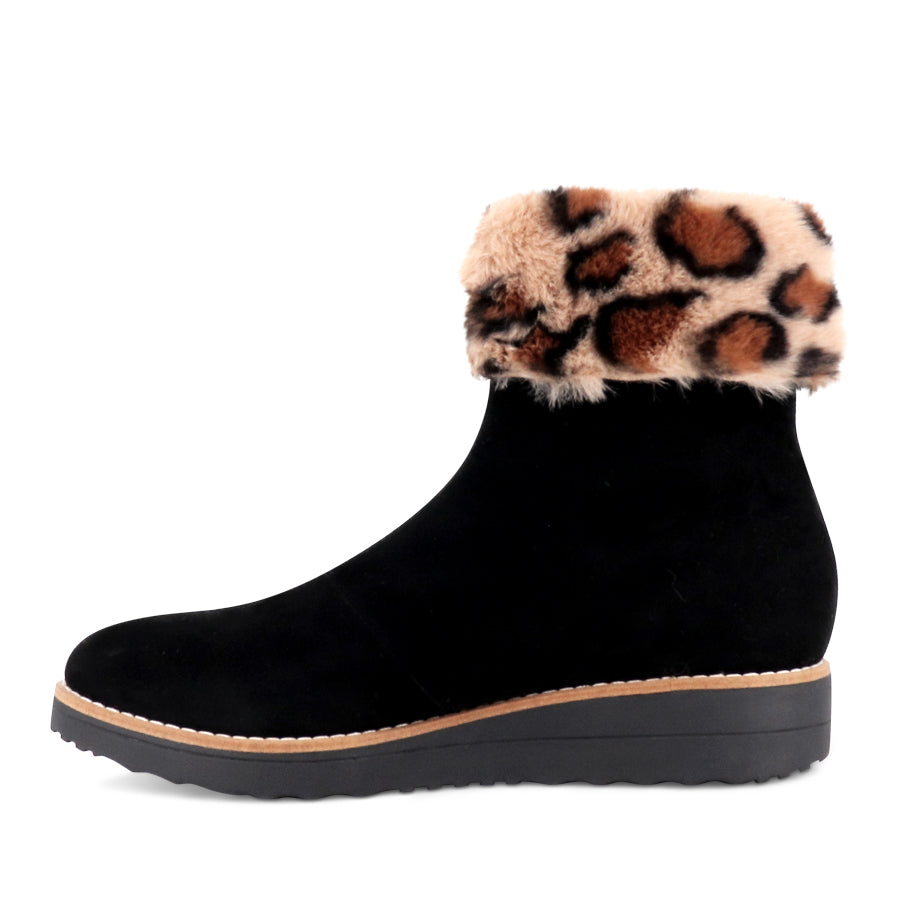 OHANA  - BLACK SUEDE/ LEOPARD FUR