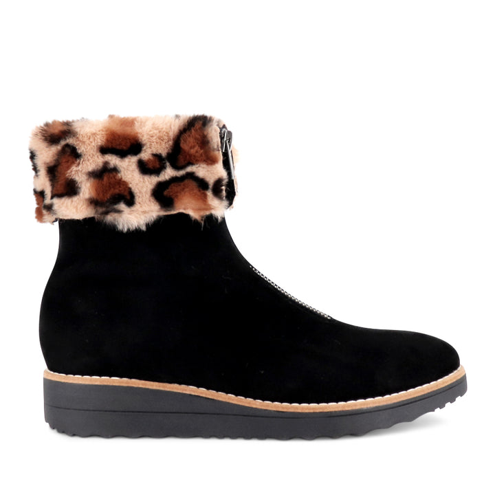 OHANA  - BLACK SUEDE/ LEOPARD FUR