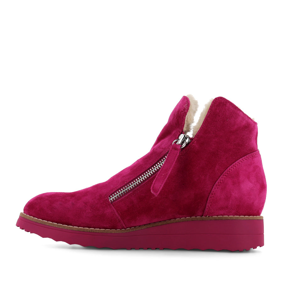 OPAL - DARK FUCHSIA SUEDE/BEIGE FUR